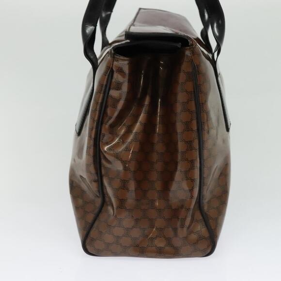 CELINE Macadam Canvas Hand Bag Enamel Brown Gold - Picture 5 of 12